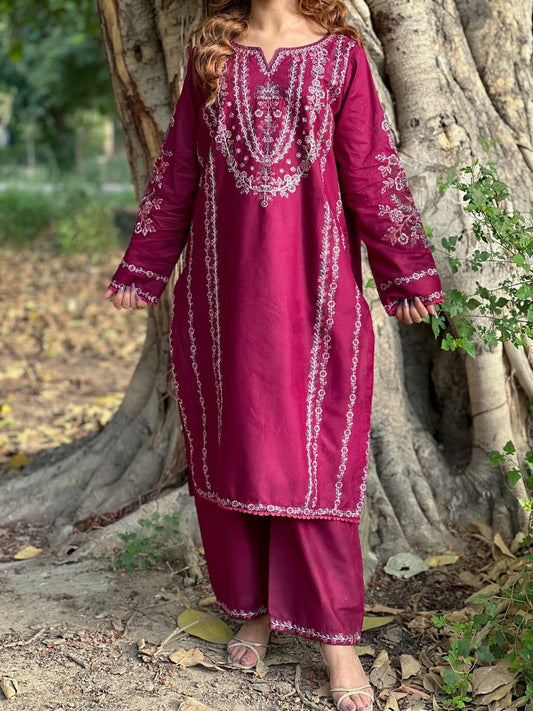 HEAVY EMBROIDERY PURE LAWN 2PC