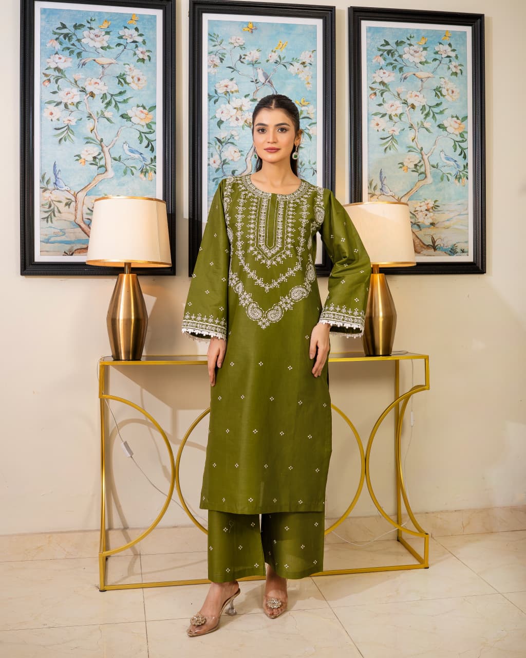Comfitwears OLIVE EMBROIDERY 2PC