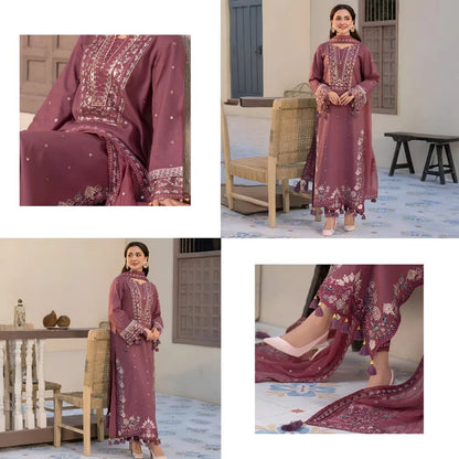 Comfitwears DUSTY ROSE 3PC - EMBROIDERED DRESS