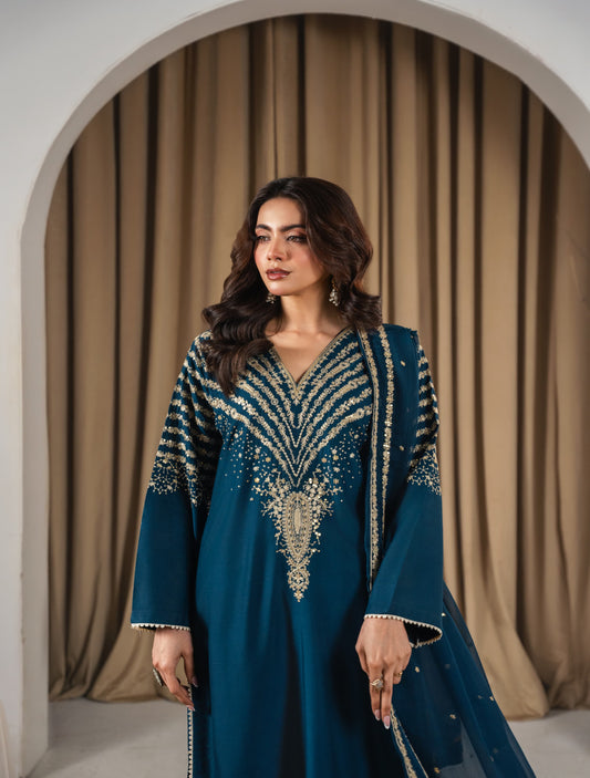 comfitwears ZINC PEACOCK EMBROIDERED 3PC