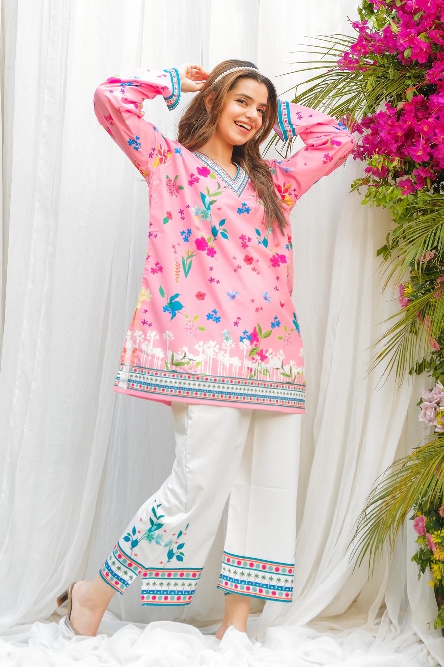 Pink Floral Digital Printed (2 Pc Suit)