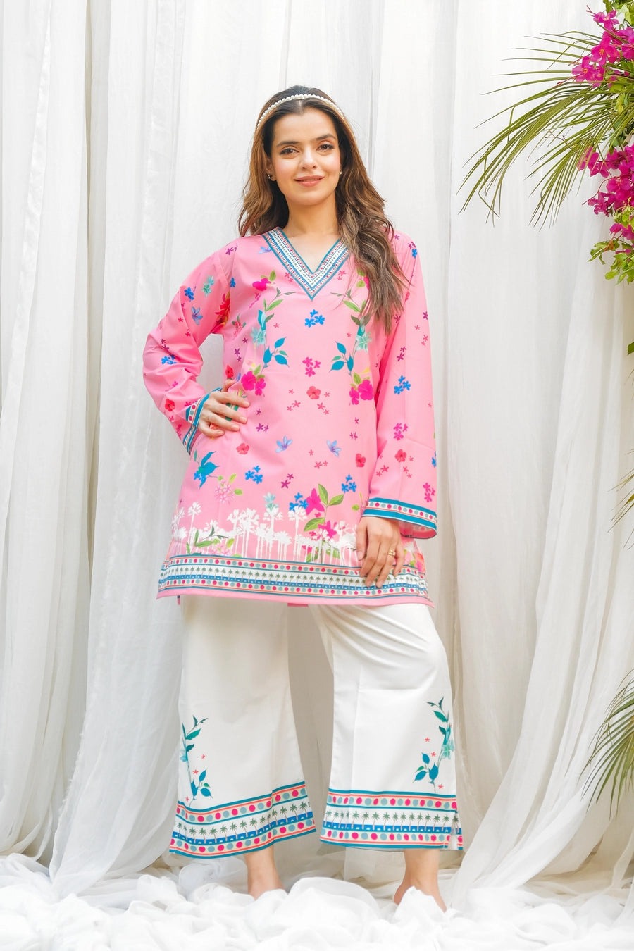 Pink Floral Digital Printed (2 Pc Suit)