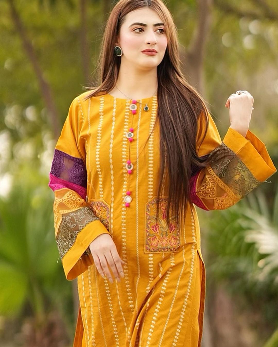Cotton Double Pocket Embroidery 2 Piece Suit