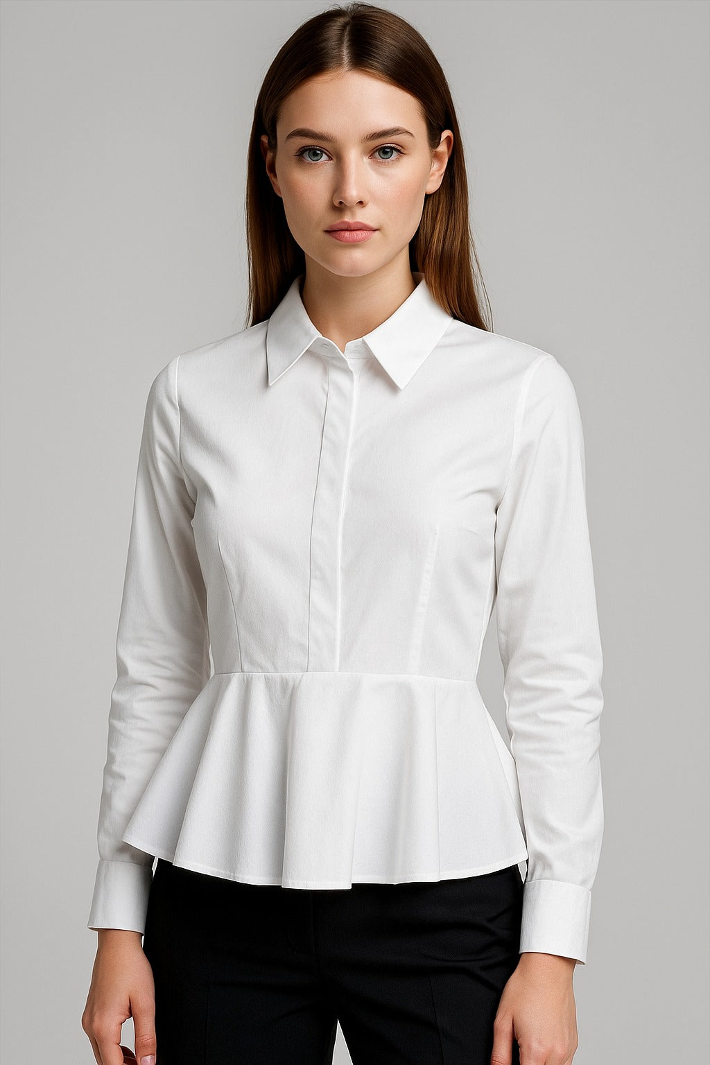 White Cotton Peplum Top